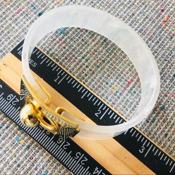 EXCEPTIONAL Gold Marabled Translucent Resin Belt Bracelet 4439 - Picture 5 of 6